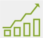 Bar graph depicting increase over time (icon)