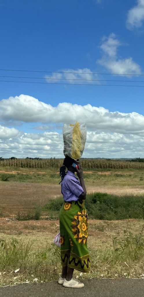 african woman carrying basket on head